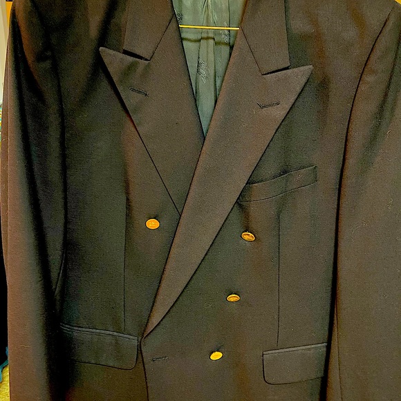 Burberry navy blue double breasted wool sport coat